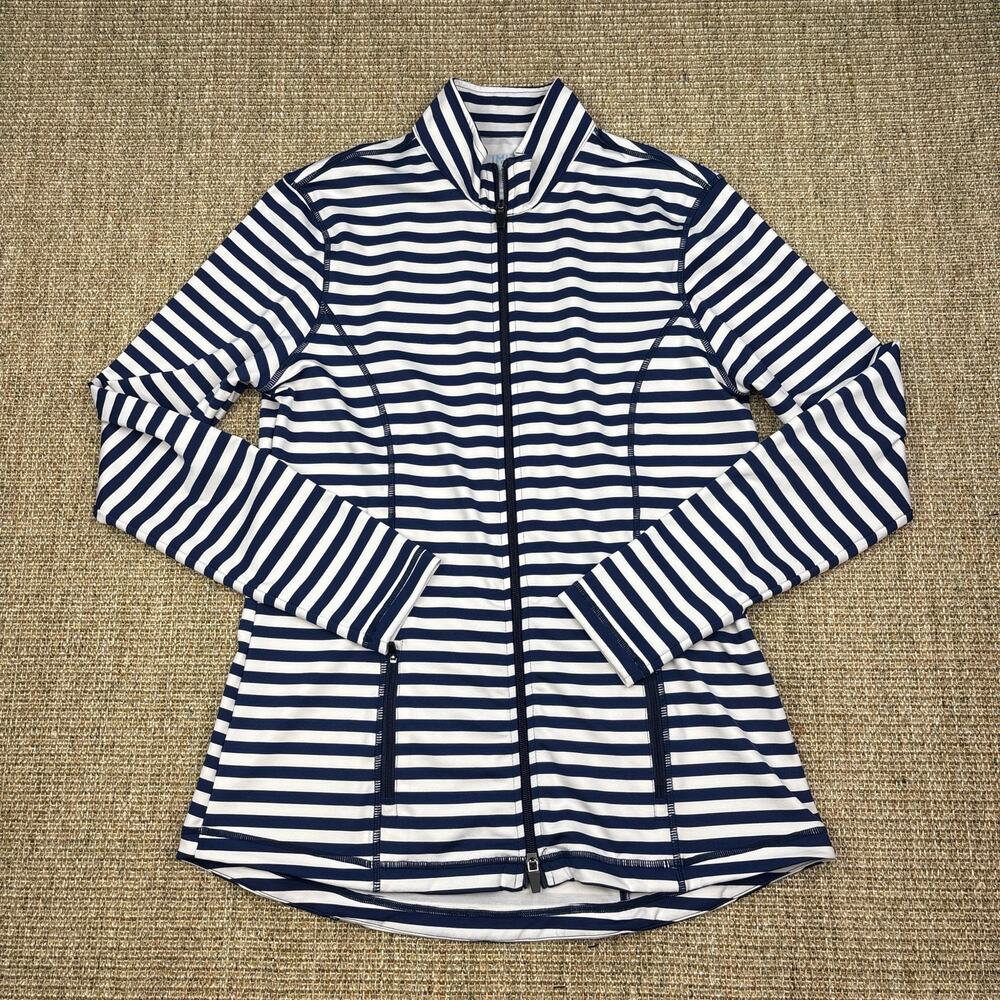 J. McLaughlin Navy and White Striped Zip Jacket